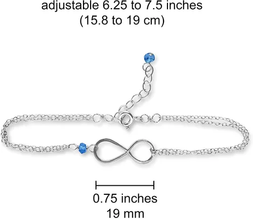 Vista 111 de Pulsera con dije de infinito con piedra natal, joyería hecha a mano, regalo para ella