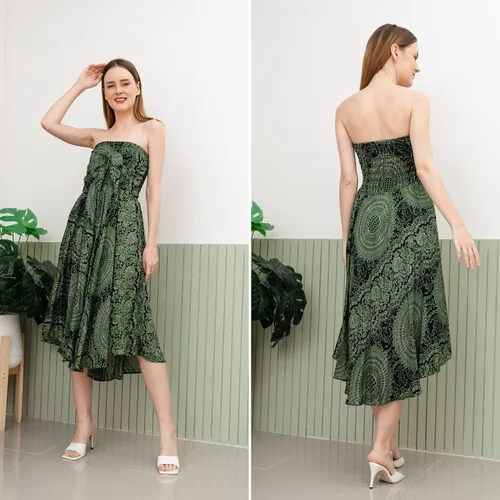 Vista 3 de Falda hippie, vestido bohemio bohemio gitano, maxi faldas largas para mujer, vestido de playa midi de verano