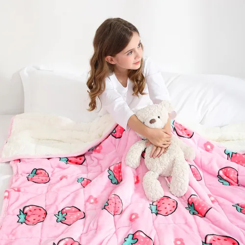Vista 26 de Aemicion Manta con peso para niños de 7 libras, tamaño individual de 41 x 60 pulgadas, cómoda, suave y esponjosa Sherpa, manta pesada para niños