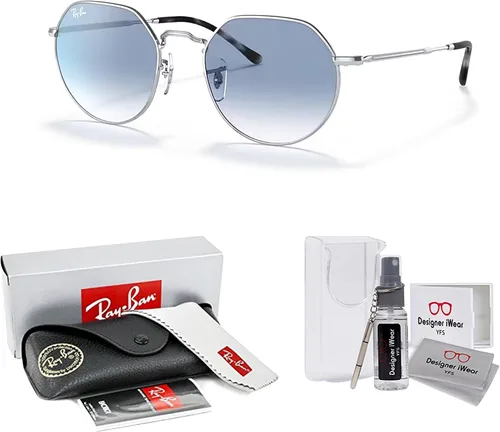 Vista 2 de Ray-Ban Jack RB3565 - Lentes de sol hexagonales redondeados para hombre y mujer + paquete con kit de gafas de diseñador iWear
