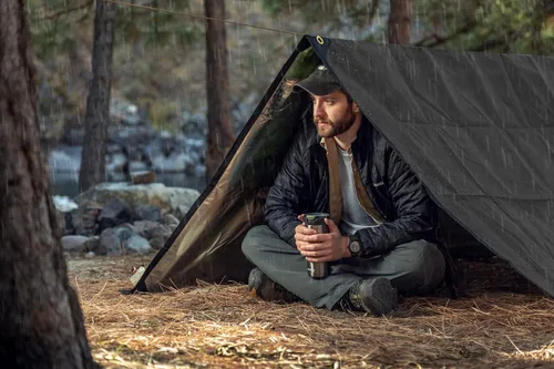Vista 6 de Arcturus XL - Lona de supervivencia – Lona térmica reflectante aislada para campamento – 8.5 x 12 pies (negro)