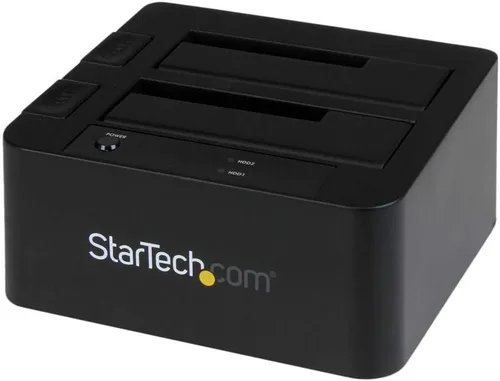 Vista 2 de StarTech Estación de acoplamiento USB 3.0 / eSATA a SATA de doble bahía, externa 2.5/3.5" SATA I/II/III, estación de acoplamiento para SSD/HDD