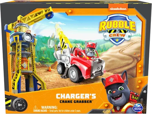 Vista 9 de Rubble & Crew, camión juguete Charger’s Crane Grabber con partes móviles y una figura de acción coleccionable, juguetes para niños mayores de 3 años