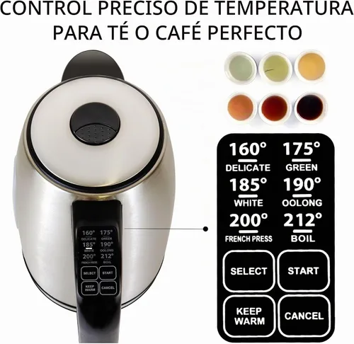 Vista 3 de Kenmore - Tetera eléctrica de 1.7L/1.8 cuartos de galón, 6 presets, Tetera Eléctrica