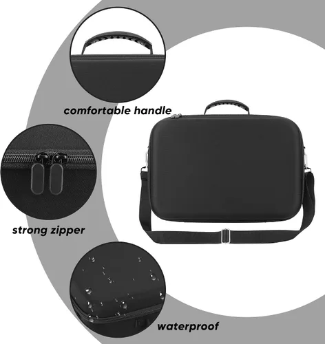 Vista 4 de Risou Funda de almacenamiento VR compatible con Oculus Quest 2 VR Gaming Headset y accesorios de controladores. Con cubierta facial de silicona