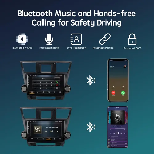 Vista 6 de Estéreo de coche Apple CarPlay con DSP, ViaBecs Radio táctil de 10.2 pulgadas de 6GB 128GB para Toyota Highlander 2008-2013, Unidad principal que