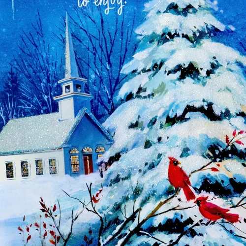 Vista 7 de DaySpring - Juego de tarjetas de Navidad religiosas (16 tarjetas y sobres) Iglesia de invierno