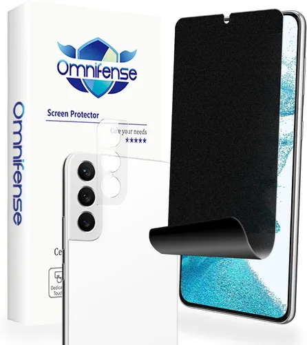 Vista 9 de Protector de pantalla de privacidad para Galaxy S22, película suave, paquete de 2 y protector de lente de cámara de vidrio templado, 1 paquete