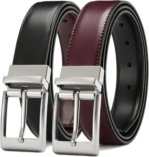 Vista 16 de CHAOREN Cinturón reversible para hombre, 1 pieza, cinturón de vestir de Negro/Marrón