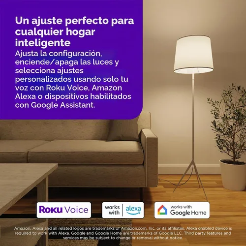 Vista 4 de Roku - Bombillas inteligentes (blancas, paquete de 1) - Bombillas A19 regulables con brillo y temperatura ajustables - Bombillas inteligentes WiFi