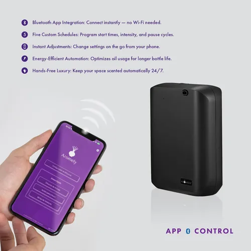 Vista 7 de Difusor de aroma inteligente de aromaterapia nebulizante, máquina de aroma sin agua, ambientador perfecto para habitaciones de hotel, hogares u Negro