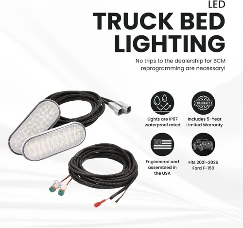 Vista 3 de Starkey - Kit de luces LED para cama – Compatible con Ford F-150 2021–2025 – Estilo OEM Plug-and-Play