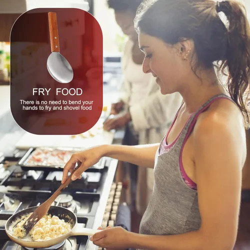 Vista 6 de 2 espátulas japonesas de arroz versátil antiadherente para servir con mango de madera, cucharada de tofu para el hogar y la cocina, grande