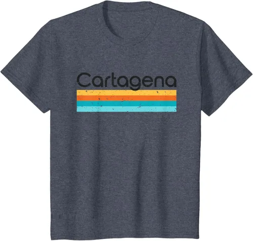 Vista 63 de Camiseta vintage de Cartagena Colombia con diseño retro, Blanco, S