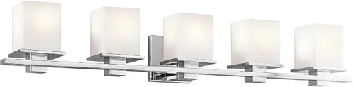 Vista 7 de Kichler Tully - Aplique de pared de 6.5 pulgadas, 1 luz con carcasa de cristal de ópalo grabado satinado cromado