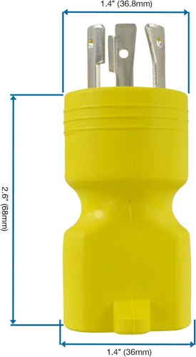 Vista 3 de Conntek 30123 L5-20P a 5-15/20R Adaptador de enchufe, amarillo