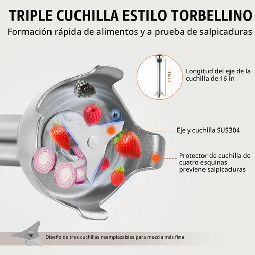 Vista 5 de VEVOR Batidora de Inmersión Comercial, Mezclador de Mano de 350W de Alta Resistencia, Mezclador de Velocidad Variable Sin Escalas de 16 Pulgadas