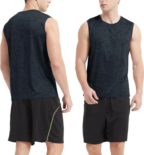 Vista 2 de MAGCOMSEN Camisetas sin mangas para hombre, de secado rápido, sin mangas, para entrenamiento, gimnasio, fisicoculturismo, fitness, correr