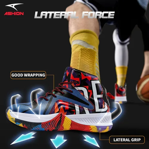 Vista 3 de ASHION Zapatos deportivos de baloncesto para hombre, ligeros, transpirables, antideslizantes, para correr, caminar, medios, tenis deportivos