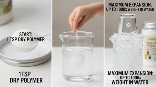 Vista 3 de Polvo de polímero superabsorbente para pañales, experimentos científicos y trucos mágicos, actividad instantánea de gel de agua, polvo de cristal