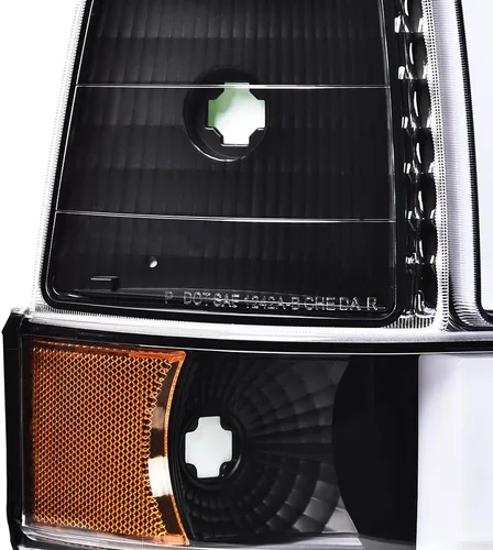 Vista 8 de Faros LED DRL, faro lente transparente carcasa negra reflector ámbar