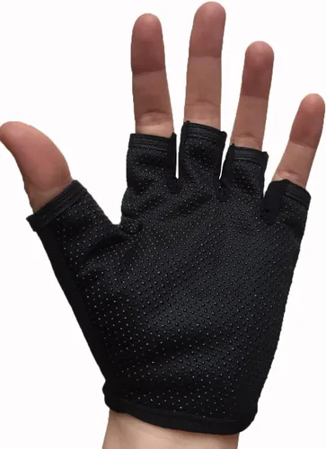 Vista 4 de MARZE Guantes de bicicleta para niños, guantes de ciclismo antideslizantes de medio dedo para niños de 4 a 12 años (gris)