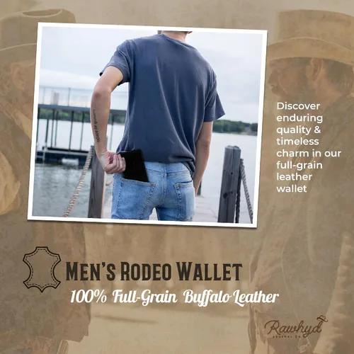 Vista 6 de RAW HYD - Cartera larga de cuero para hombres Funda de chequera doble un gran regalo para hombres