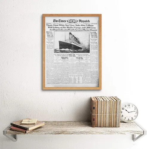Vista 2 de Póster enmarcado de 12 x 16 pulgadas, diseño de catástrofe del Titanic Disaster 1912 Times