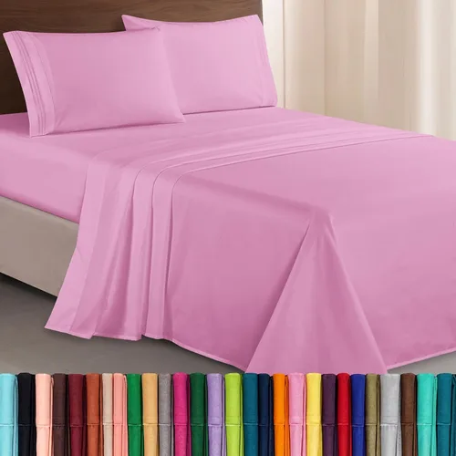Vista 52 de Elegant Comfort Lujoso juego de sábanas de microfibra de alta calidad 1500 hoteleras bordadas de tres líneas más suaves de 4 piezas, resistente a