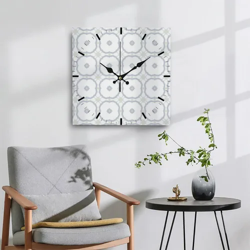 Vista 4 de White Floral Flower Green Star Wall Clock Decorative Wall Clocks Decorative Plug in Clock Battery Operated Clocks Garage for Kitchen Bathroom