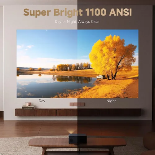 Vista 3 de Proyector Wanbo X5 Pro Google TV compatible con 4K, proyector inteligente de 1100 lúmenes ANSI con WiFi y Bluetooth, proyector de películas