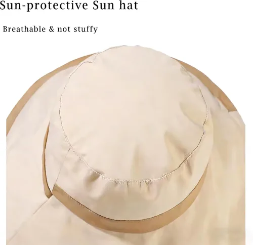 Vista 5 de Sombrero de sol de ala ancha para mujer, protección UV, plegable, plegable, plegable, para pesca, para viajes