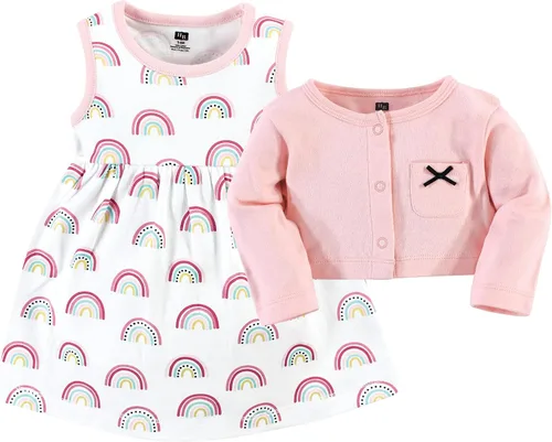 Vista 3 de Hudson Baby - Conjunto de vestido y cárdigan de algodón para bebé niña