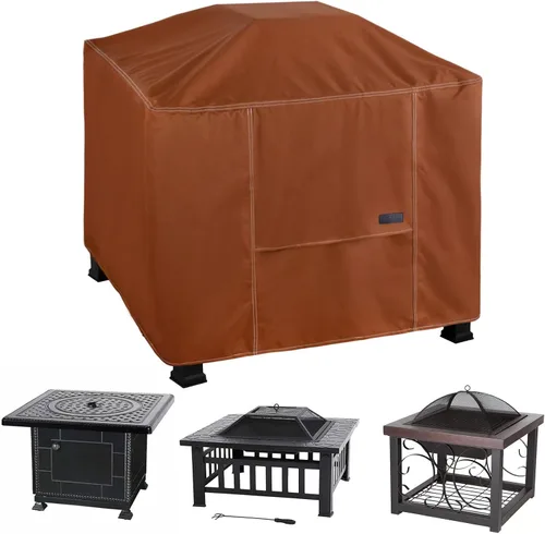 Vista 10 de NettyPro Cubierta para Fogata Redonda Impermeable para Exteriores Cubierta para Fogata para Mesa de Fogata de Gas Propano, 28 x 18 pulgadas, Negro