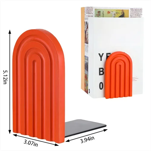 Vista 2 de Harloon Sujetalibros boho lindo bohemio con extremos de libro de madera arcoíris para estantes, películas decorativas, Cds, 5 x 4 x 3 pulgadas