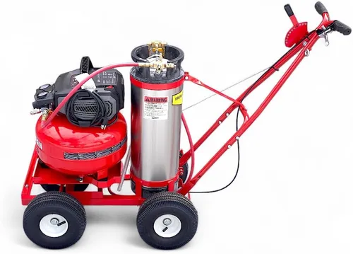 Vista 4 de Línea de pintura del estacionamiento Modelos eléctricos del compresor de la máquina de rayas rojo