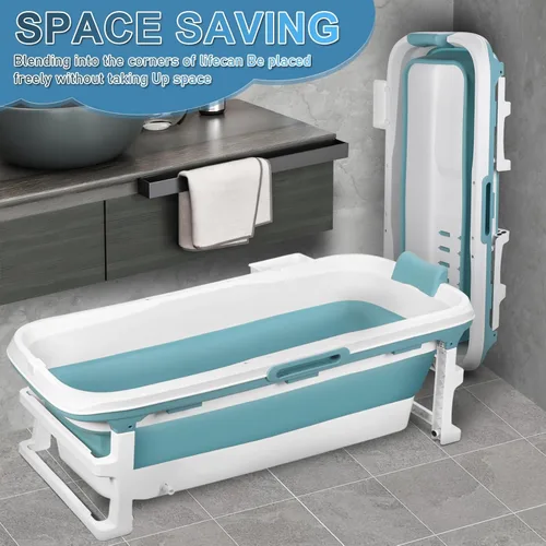 Vista 7 de Bañera plegable portátil de 51 pulgadas, bañera de remojo para Azul