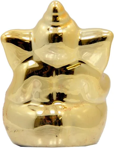 Vista 3 de DharmaObjects Ganesh/Ganesha/Ganpati Abstracto Hueso China Oro