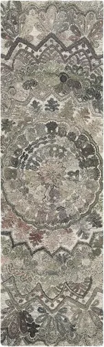 Vista 33 de SAFAVIEH Marquee Collection - Alfombra decorativa, 2 x 3 pies, beige y marfil, lana de medallón de mandala hecha a mano, ideal para zonas de alto
