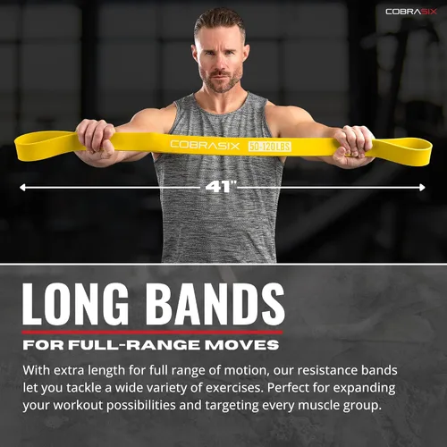 Vista 7 de COBRASIX Resistance Bands for Working Out, Light Stretching Bands, Long Loop Exercise Bands for Strength Training, Pull Ups Assistance, Physical