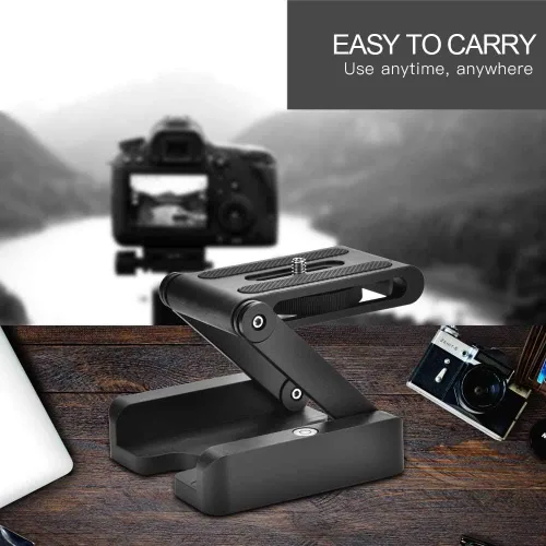 Vista 4 de Acouto Placa plegable Z Flex Tilt Head Z-Type Tilt Flexible Plegable Tr Head 1/4 "Tornillo de montaje Tr Placa de liberación rápida apta para DSLR