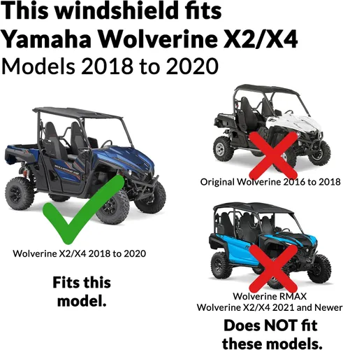 Vista 3 de Wolverine - Parabrisas plegable completo X4 / X2 de Clearly Tough Para modelos 2018-2020 Resistente a los arañazos Policarbonato de alta