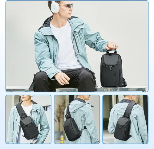 Vista 7 de Fenree.geer Mochila bandolera para hombre, impermeable, antirrobo, bolsa de hombro, mochila pequeña para mujer, ligera, de una correa, mochila