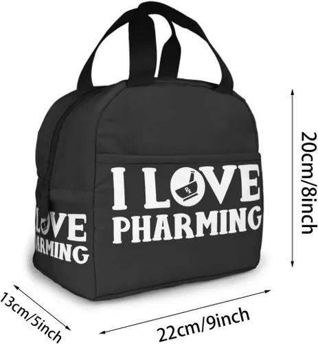 Vista 4 de Funny Pharmacists I Love Pharmacy Technician - Lonchera térmica portátil con bolsillo frontal, reutilizable, a prueba de fugas, para mujeres