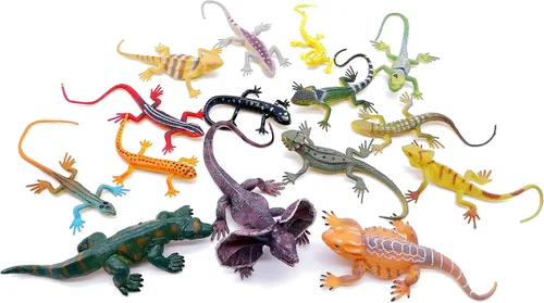 Vista 2 de Guaishou Lizards Toys 15pcs realista Lizard Chameleon Reptile Figura Set de juego