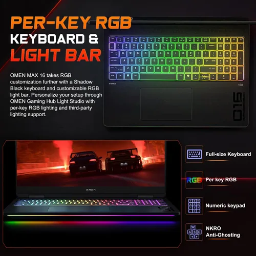 Vista 7 de Laptop para juegos HP OMEN 16 MAX RTX 5070 Ti AMD Ryzen AI 9 HX 375 240Hz
