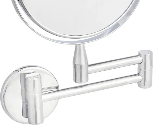 Vista 4 de Amazon Basics Espejo de baño redondo con aumento de tocador para montaje en pared, aumento 1X/5X, 12.8 pulgadas de largo x 10 pulgadas de ancho