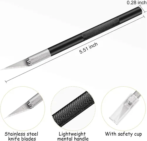 Vista 2 de Juego de 15 cuchillos Exacto, cuchillos para pasatiempos, suministros de regreso a clases, kit de cuchillos para manualidades, manualidades, álbumes
