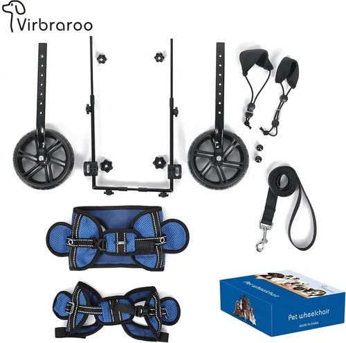 Vista 7 de Silla de ruedas para perros para patas traseras con neumáticos todo terreno mejorados y rodamientos duraderos, silla de ruedas ajustable para perro