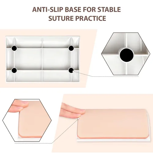 Vista 5 de Ultrassist Almohadilla de sutura premium para estudiantes de medicina, almohadilla de práctica de sutura de silicona con mallas dobles mejoradas